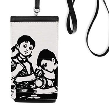 Imagem de Carteira para celular com microscópio de trigo para meninos e meninas, bolso preto