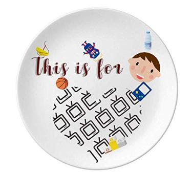 Imagem de Relógios de televisão com estampa de selo de porcelana prato de jantar redondo para meninos