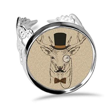 Imagem de DIYthinker Estilo britânico delicado barba chapéu veado gravata borboleta animal anel ajustável amor casamento noivado