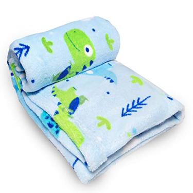 Imagem de Manta Cobertor Bebe Microfibra Confort Baby Dino Azul Antialergico Toque Macio