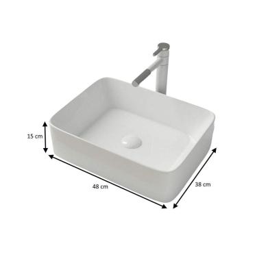 Imagem de Kit Cuba Pia Louça Cerâmica Banheiro Com Torneira E Válv S13