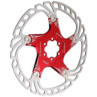 Imagem de Freio a disco de bicicleta de montanha, disco externo de aço inoxidável de 20,32 cm, 5 pregos, 6 parafusos, almofada de freio de bicicleta de montanha para ciclismo (vermelho)