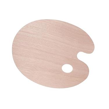 Imagem de Dynwave Paleta de tinta de madeira, bandeja de de cores de tinta Bandeja de paleta de artistas, paleta de pintura profissional DIY Paletes de tinta, Oval 24x30cm