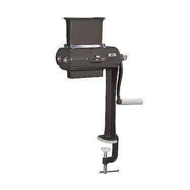 Imagem de Weston Fatiador de carne seca com suporte manual, operação rápida e fácil para cortes de até 12,7 cm de largura x 3,2 cm de espessura, estrutura de alumínio durável, lâminas de aço inoxidável, cinza