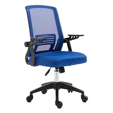 Imagem de Cadeira de escritório Cadeira de mesa Cadeira ergonômica com encosto alto Cadeira de computador Encosto Almofada Assento Cadeira de conferência Cadeira giratória de malha Cadeira de jogos (cor: azul)
