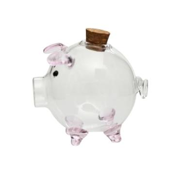 Imagem de IEUDNS Cofrinho de vidro, estatueta de porco, ornamento decorativo, mini estatueta de vidro, jarra para crianças, meninos, requintado
