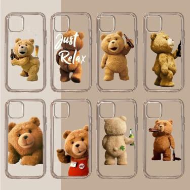 Imagem de Urso ted bonito impertinente Caixa engraçada do telefone do mascote macia transparente para o iphone
