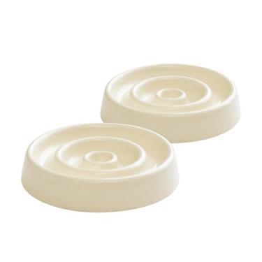 Imagem de Havniva Alimentador lento de cerâmica para gatos, tigela de comida lenta, formato de círculo (tigela x 2 - creme, 15 cm)
