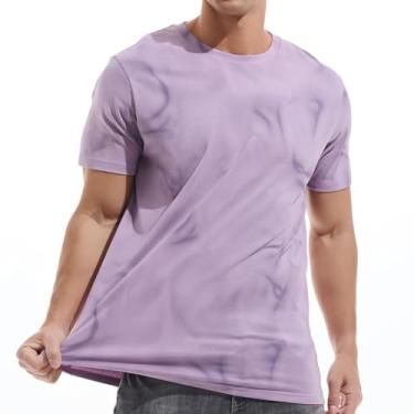 Imagem de KLIEGOU Camiseta masculina de gola redonda hipster - camiseta casual estilosa com estampa ajustada para homens, Roxo 488, P