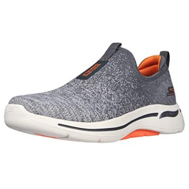 Imagem de Skechers Tênis masculino Gowalk Arch Fit-stretchfit atlético sem cadarço casual, Carvão/Laranja, 7 X-Wide