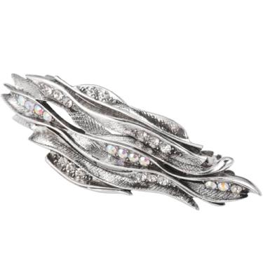 Imagem de KKJOY Presilhas de cabelo vintage de folha de strass, presilhas de cabelo feitas à mão, clipe de mola, acessórios de cabelo de noiva para casamento, acessórios de cabelo para mulheres encantadoras