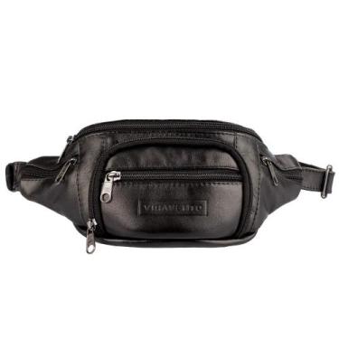 Imagem de Pochete de couro David preta Masculino - Vira Vento, Preto