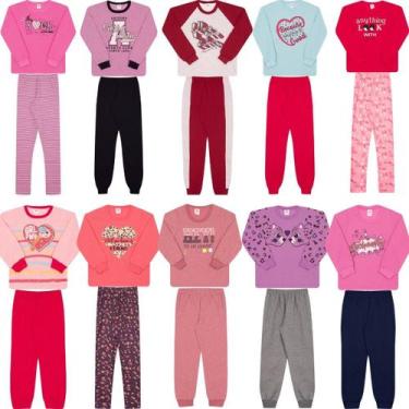 Imagem de Kit 10 Peças Moletom Feminino Infantil 5 Calças + 5 Blusas - Aymee, Ro