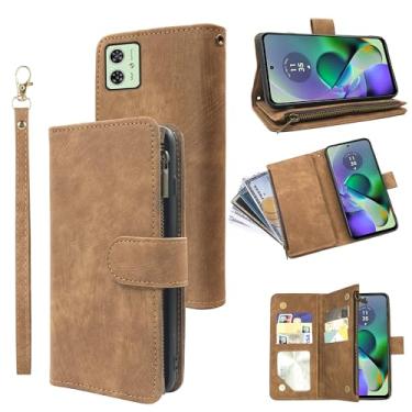 Imagem de Capa carteira compatível com Motorola Moto G54 5G e suporte de cartão de crédito de couro vintage premium para G 54 2023 masculino feminino marrom