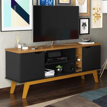 Imagem de Rack Prism com adega e 2 portas 1.6 Patrimar Preto Acetinado Cumaru sa