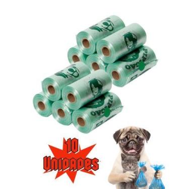 Imagem de Kit 10 saquinho coletor cata caca para pet pipicão biodegradável