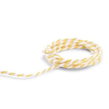 Imagem de Cordão Decorativo com Listras - Amarelo/Branco - 3 cm x 500 cm - 1 uni