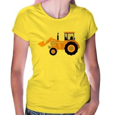 Imagem de Baby Look Trator Pá Carregadeira Amarelo - Foca na Moda, Amarelo, G