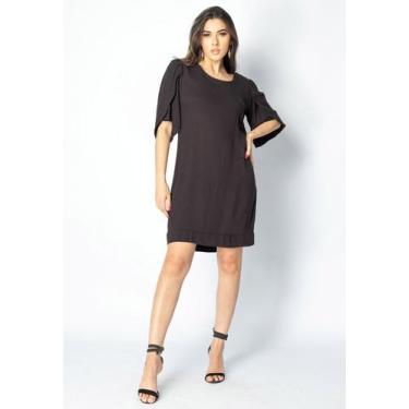 Imagem de Vestido Curto Viscose Balli Manga Curta Preto - Amazonia Vital