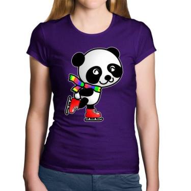 Imagem de Baby Look Algodão Panda de Patins - Foca na Moda, Roxo, GG
