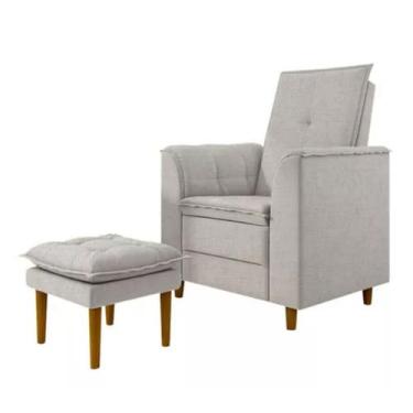 Imagem de Kit Poltrona E Puff Amamentação Confortável Ternura Linho - Tatite Dec