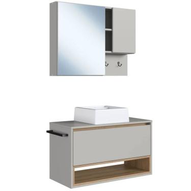 Imagem de Conjunto Armario e Gabinete 80cm Com Cuba Mell Arenas PRODDY