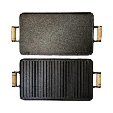 Imagem de Chapa Bifeteira Grelha Dupla Face de Ferro Fundido 55x26 - Santana, Ch