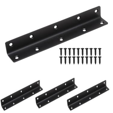 Imagem de Redunest Suporte Em L, Suporte De Canto Para Serviços Pesados, Pacote Com 4 Suportes De Prateleira De Metal De 8 Pol., Suporte De Ângulo Para Prateleiras, Suportes De Metal Preto Para Madeira, Comprim