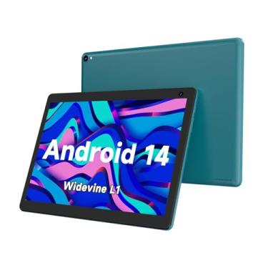 Imagem de Tablet Coopers 10”, Android 14, 32 GB ROM 1 TB, processador Quad Core, bateria de 6.000 mAh, tela sensível ao toque IPS 1280 x 800, câmera dupla HD de 2 + 8 MP, PC, Bluetooth, Wi-Fi