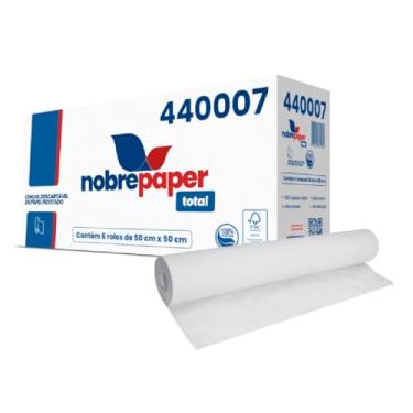 Imagem de Lençol de Papel Descartável Hospitalar Nobre Picotado Caixa Com 6 Rolos 50 cm x 50m 100% Celulose Premium Maca, Depilação, Estética