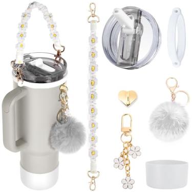 Imagem de ANTAND Acessórios de copo de 1,134 g para Stanley Quencher Protour Conjunto incluindo tampa de canudo à prova de vazamento, alça de alça de garrafa de água, bota de copo de silicone, pingentes para