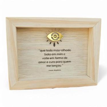 Imagem de Quadro Mini de Mesa Madeira Natural Decorativa - Mau Olhado - medeiros