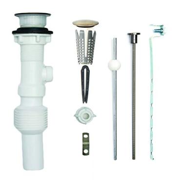 Imagem de PF WATERWORKS PF0756-AB-WS FlexPOPUP expansível, pia de drenagem pop-up lavatório com apanhador de cabelo (fácil remoção de rolha), corpo flexível e ajustado com transbordamento, AB