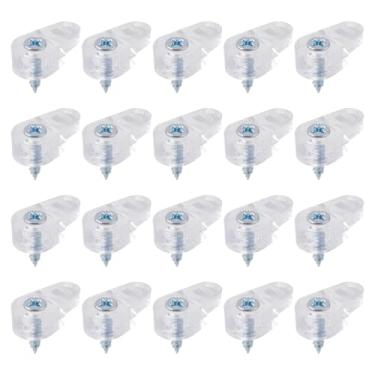 Imagem de 20 clipes de retenção de vidro, clipes de painel de vidro de plástico de 2 x 1 cm, clipes de suporte de espelho com parafusos para fixar portas de armário de vidro de janelas (transparente)