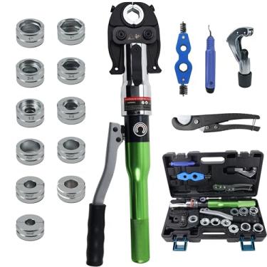 Imagem de AMZCNC Ferramenta De Prensa De Tubo Com Matrizes 1/2, 3/4, 1 Para Tubo De Cobre E Mangas De Prensa Pex Inoxidável F877, Matrizes 3/8, 1/2, 5/8, 3/4, 1 Para Acessórios De Tubo De Cobre Pex Astm F1807