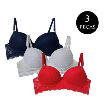 Imagem de 3 Sutiãs Sutian Sutien Rendado Bojo Promoção Revenda Atacado