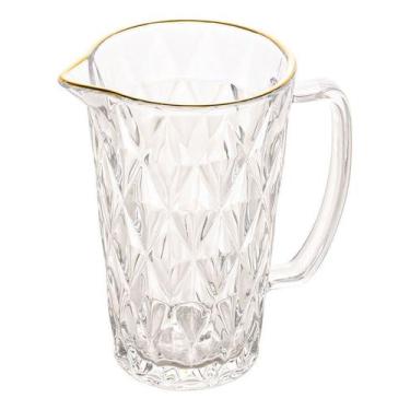 Imagem de Jarra De Vidro Diamond Fio De Ouro Lyor 1l Para Bebidas 20cm Cor Trans