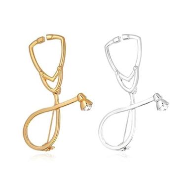 Imagem de coadipress 2 peças broche estetoscópio broche estetoscópio lapela broche bonito tratamento médico crachás para mulheres homens médicos enfermeiras roupas bolsas decoração joias presente, Extar Large