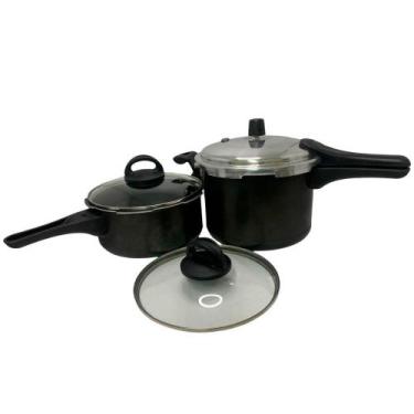 Imagem de Conjunto 2 Panelas de Pressão de 3/4,5L Fast 1 Tampa Pressão - Alumini
