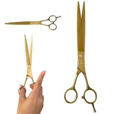 Imagem de Tesoura De Cortar Cabelo Fio navalha Profissional 8.0 Mofashi, Dourado