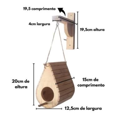 Imagem de Kit com 2 Casinhas Para Passarinhos Redonda Suspensa Cantoneira Madeir