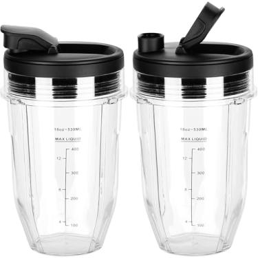 Imagem de 510 g para liquidificador Ninja de substituição compatível com liquidificadores Ninja BN401 BN751 BN801 BL642 BL682 NN102 SS401 SS101 TWISTi SS151 SS351 (pacote com 2 xícaras)