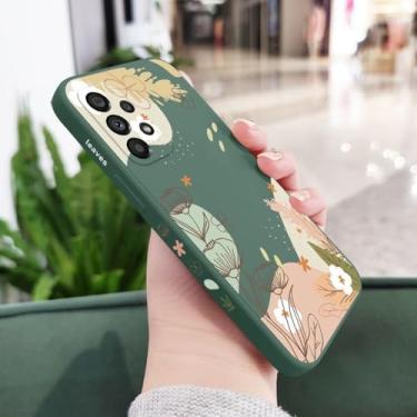 Imagem de Capa de celular com estampa de flor para Samsung A54 A34 A24 A14 A73 A53 A33 A23 A16 A13 A72 A52 A52S A32 A06 A04 A22 A15 A25 A35 A55 4G 5G, verde escuro, para A23