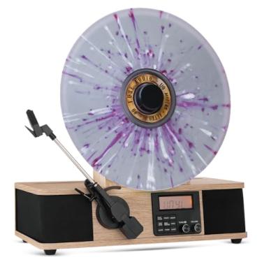 Imagem de Fuse Reprodutor de discos vertical com suporte de capa de álbum Bult In - Leitor de vinil moderno de meados do século com alto-falantes embutidos e Bluetooth - toca-discos de áudio doméstico de rádio