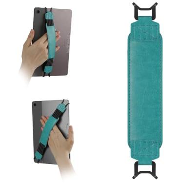 Imagem de HoYiXi Alça de mão macia para eReaders de 9 a 11 polegadas e tablet Fire compatível com Fire HD 10/iPad 9,7/iPad Mini/Galaxy Tab A8 A9/Huawei Suporte de dedo preto leve de alta elasticidade -Cyan
