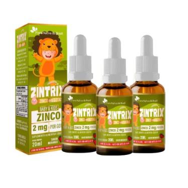 Imagem de Kit 3 ZINTRIX Zinco Infantil 3x20ml Morango Flora Nativa - Flora Nativ