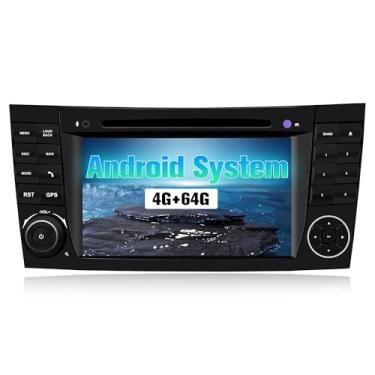 Imagem de Rádio para W211: Estéreo automotivo duplo Din de 32G com leitor de DVD Bluetooth AM FM Apple Carplay para Mercedes Benz E500 2002-2009, tela sensível ao toque de reposição de 7 polegadas, unidade