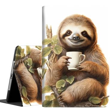 Imagem de SOTWONSO Capa para Samsung Galaxy Tab A9 Plus 11 polegadas 2023, capa protetora durável à prova de choque para tablet Samsung A9+ 11 polegadas / 11 polegadas (SM-X210/X216/X218), preguiça com café
