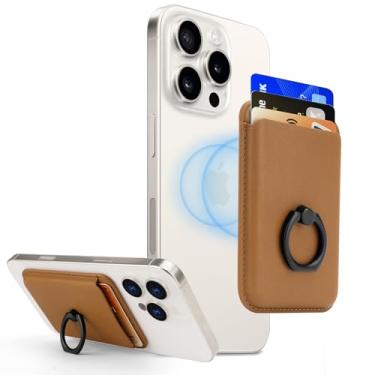 Imagem de Porta Cartões Carteira Magsafe com Anel para iPhone Seguro e Prático Proteção Antifurto, Marrom