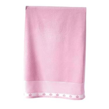 Imagem de Toalha Banho Dohler Jacquard Para Bordar Baby Classic Coroa, Rosa